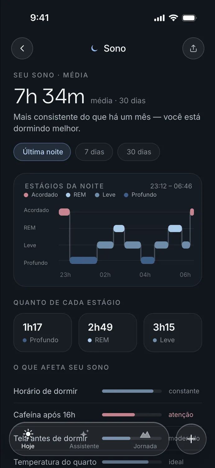 Tela do app: sono da noite