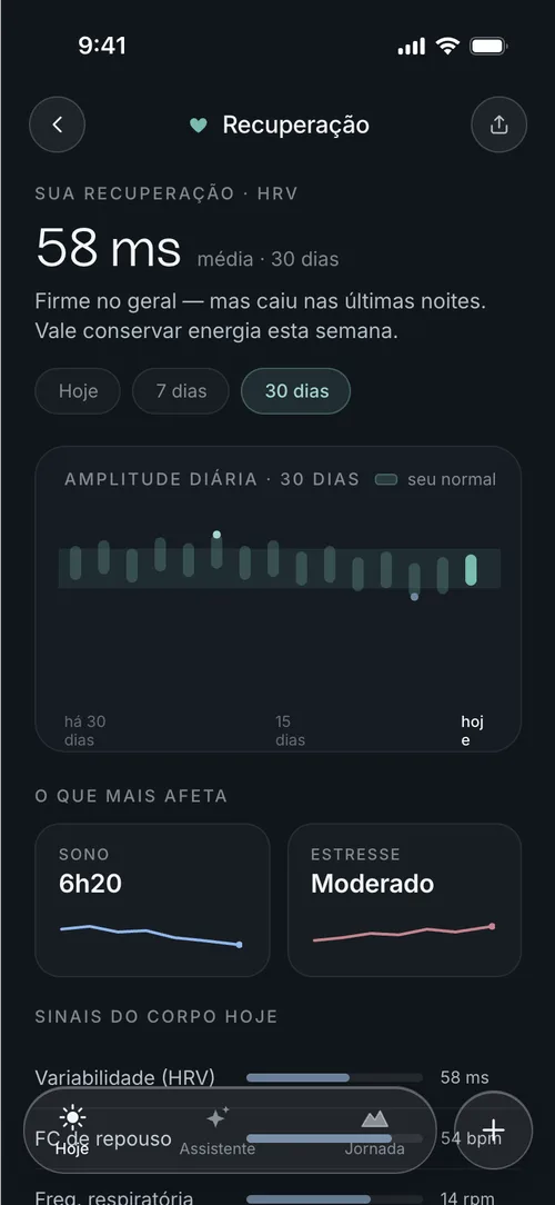 Tela de recuperação do app BYND, com a direção do dia